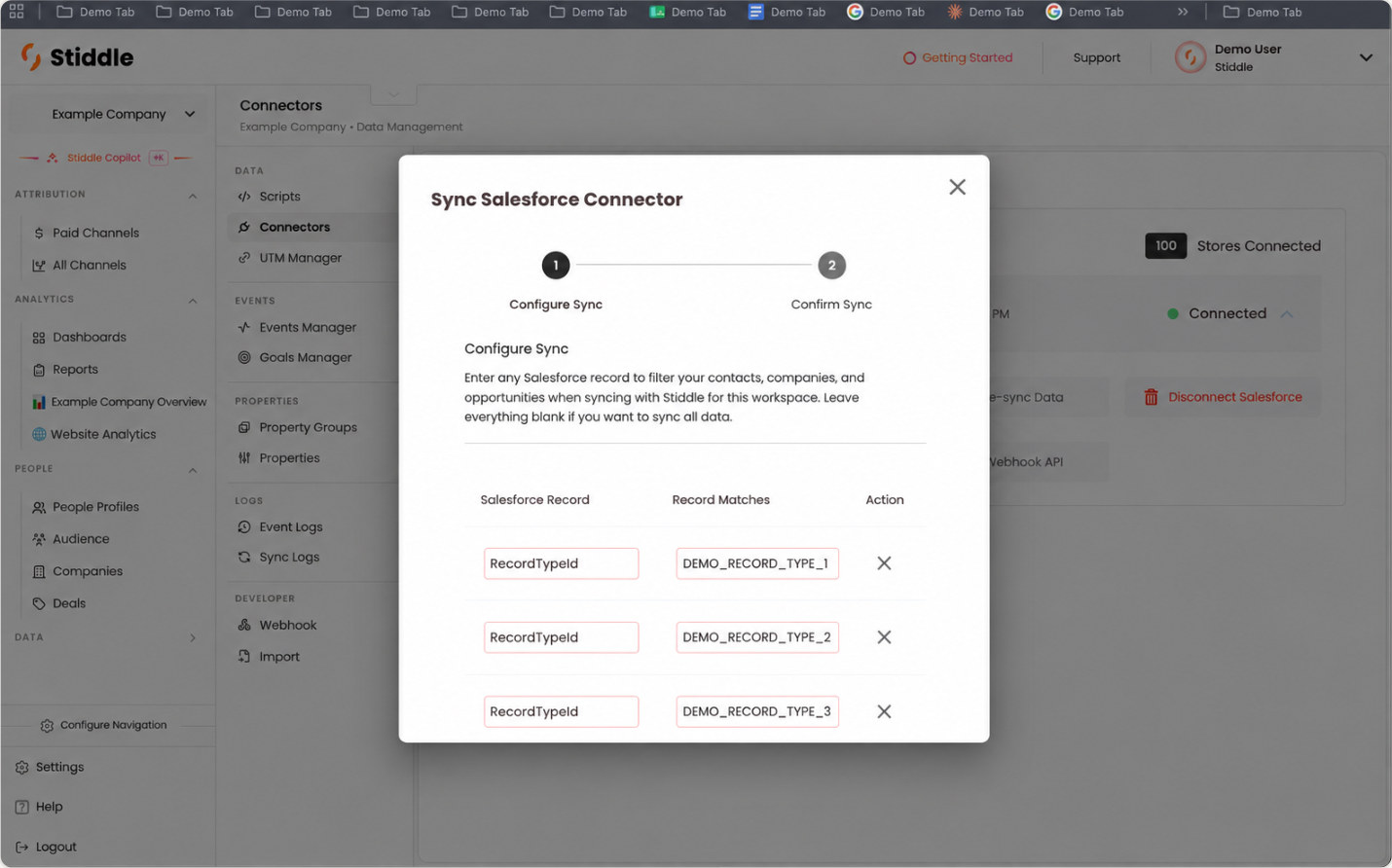 Scope the Salesforce sync using record type filters