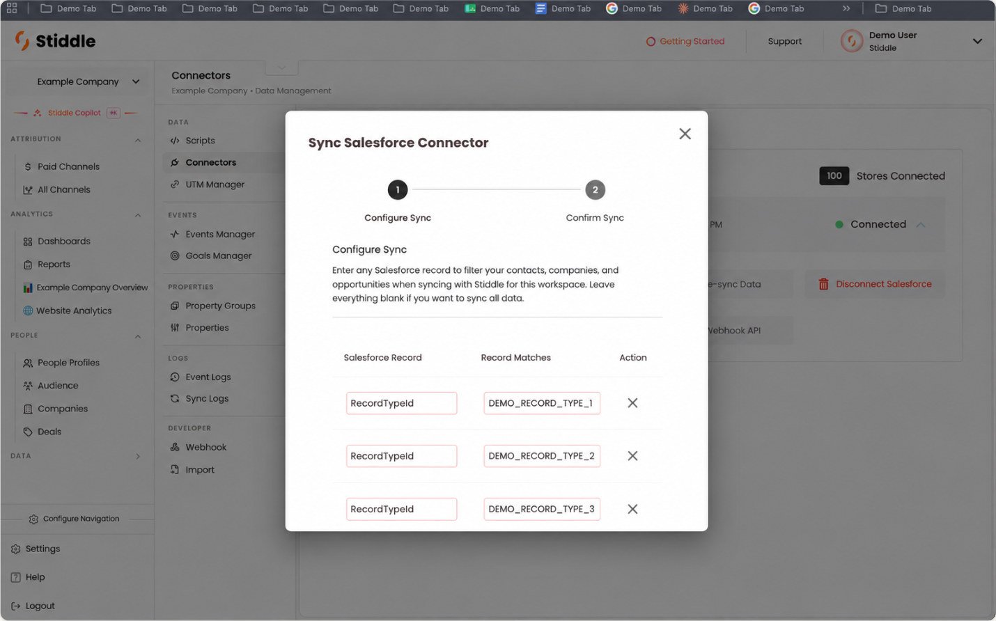 Scope the Salesforce sync using record type filters
