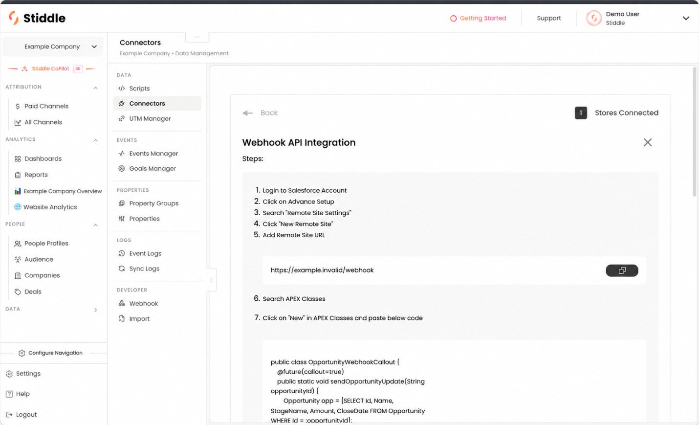 Review the connector webhook instructions and outbound access setup