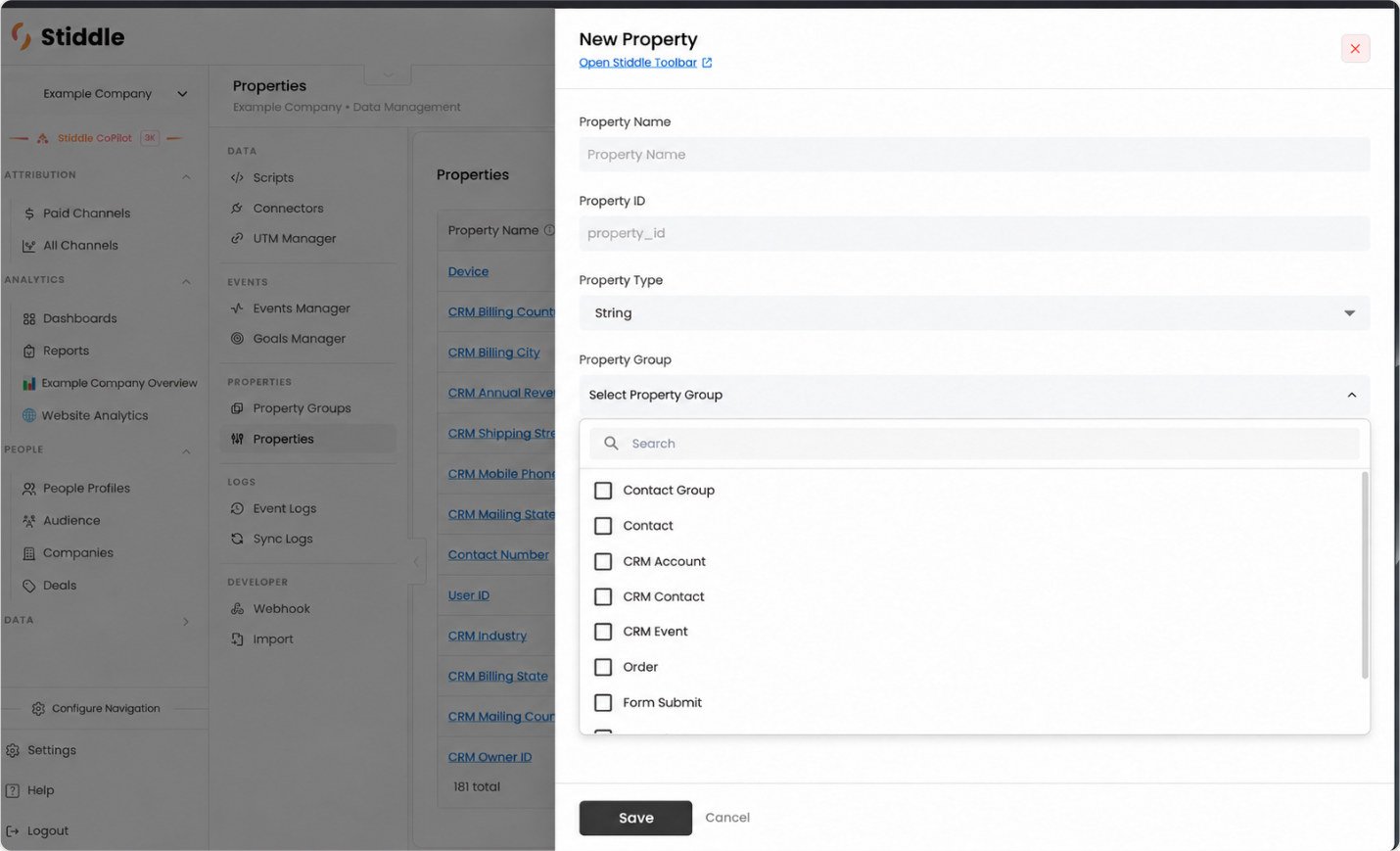 Create a property and assign it to one or more groups