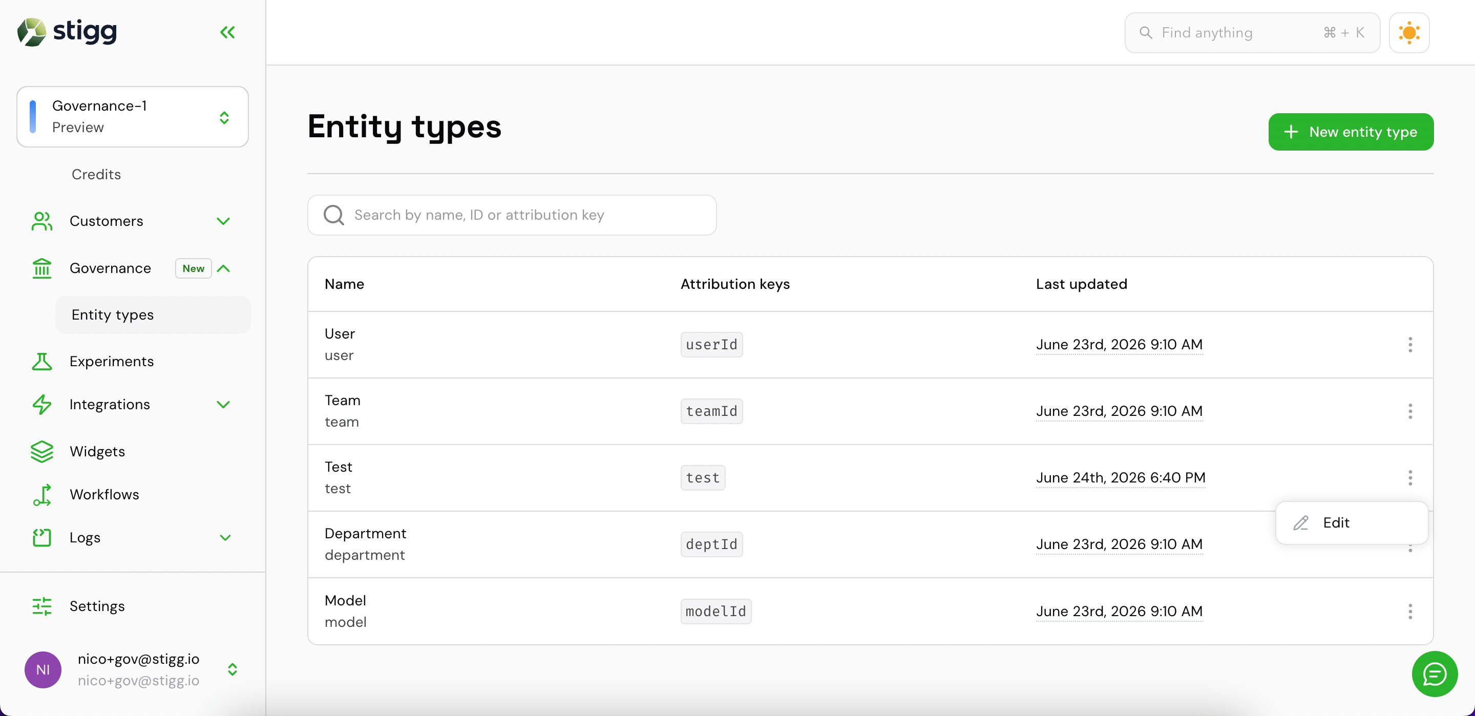 Entity type created