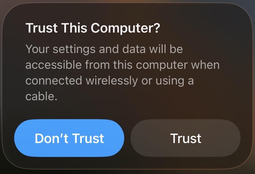 Trust This Computer Popup
