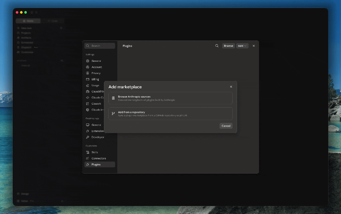 Add custom marketplace