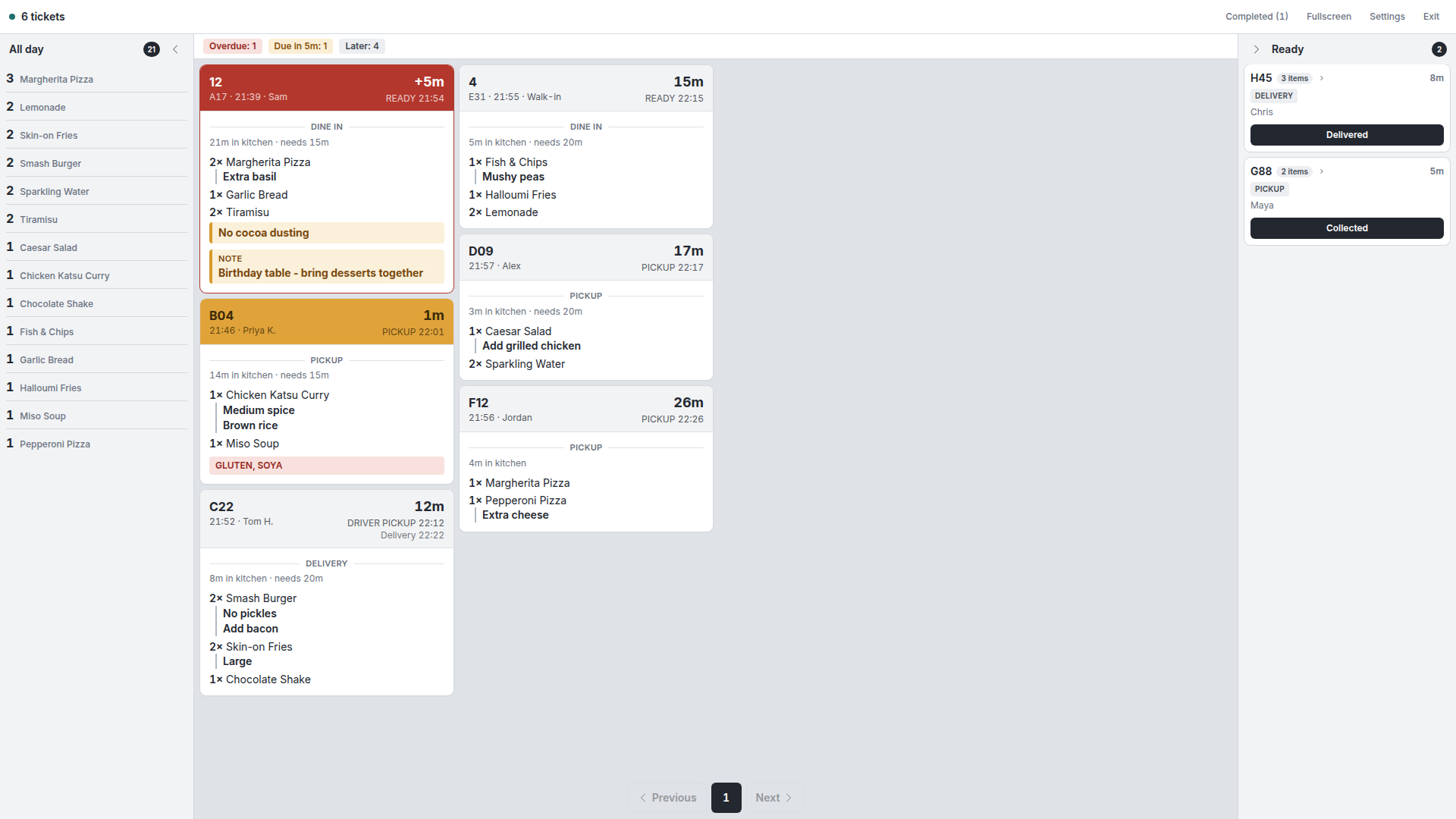 Kitchen Display in Light mode