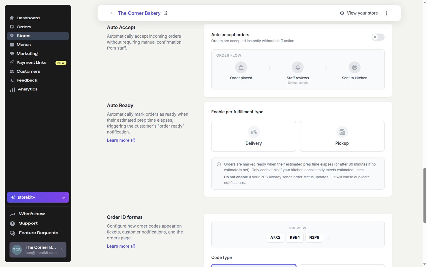 Auto Accept and Auto Ready sections of the Operations settings page