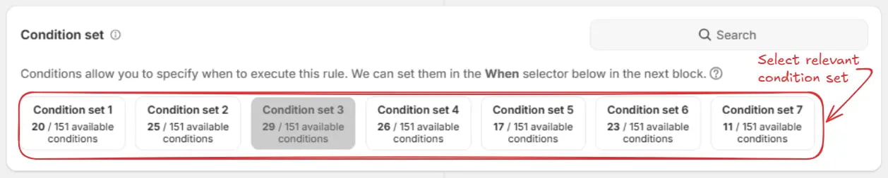 Condition Set Selection