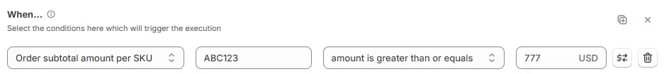 Zwischensumme pro SKU ist größer oder gleich