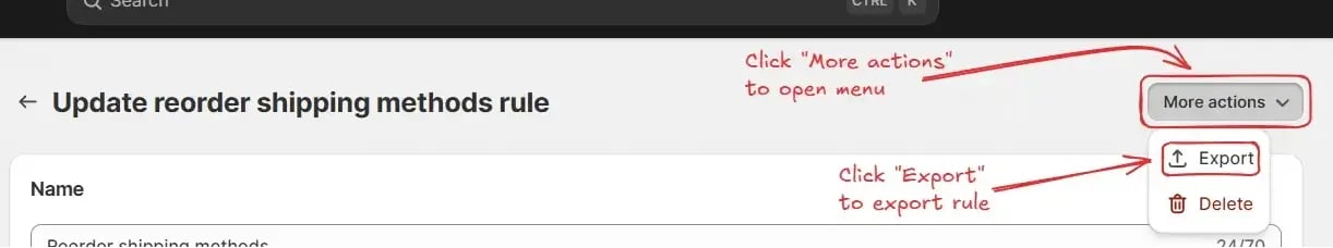 Single Rule Export