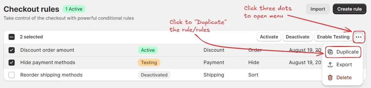 Action de duplication