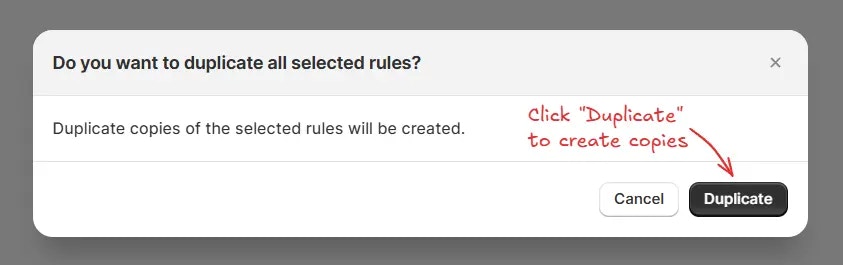 Fenêtre contextuelle de duplication