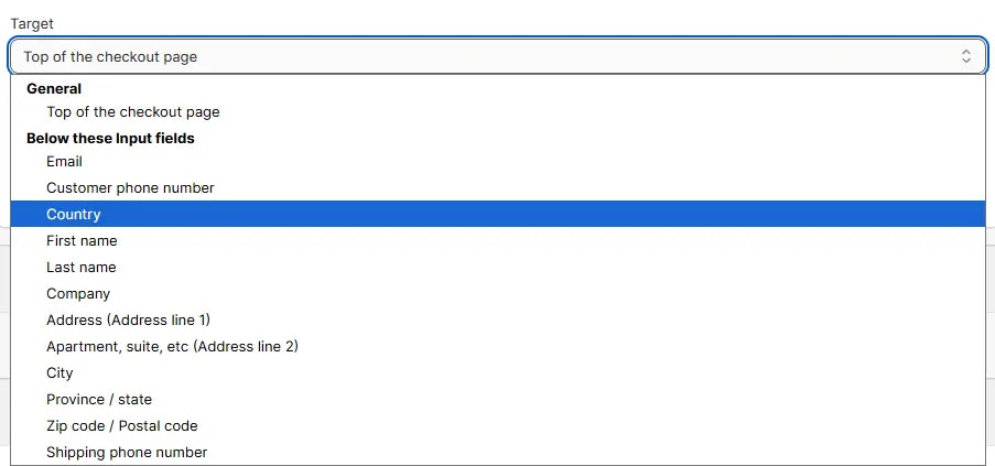 Aktionsziel-Dropdown