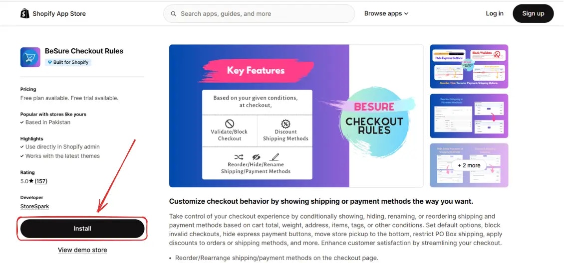 Application BeSure Shopify App Store