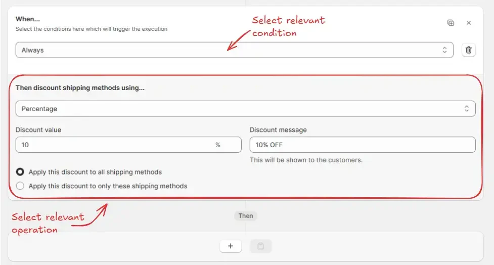 条件セット配送方法の割引