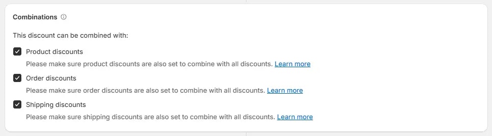 すべて割引の組み合わせ設定
