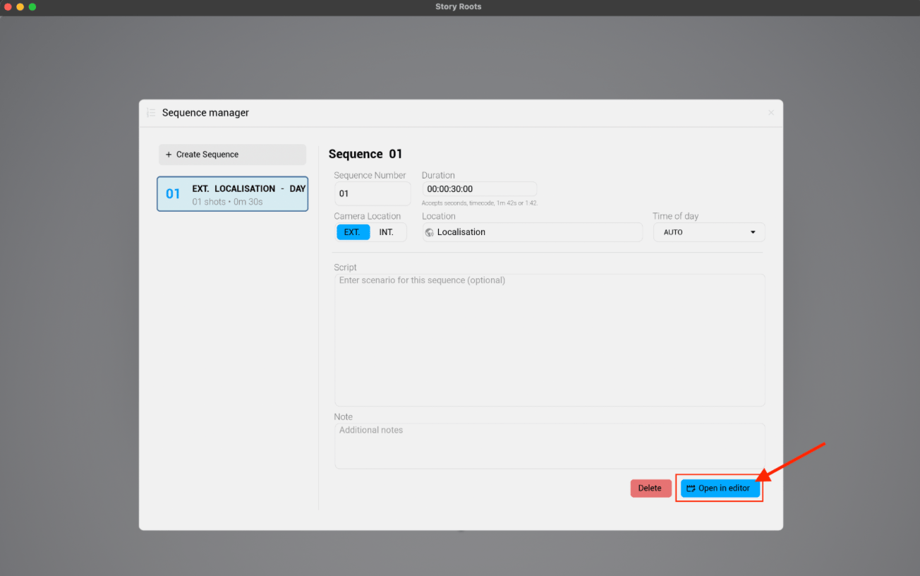 Fenêtre du Sequence Manager SequenceManagerWindow