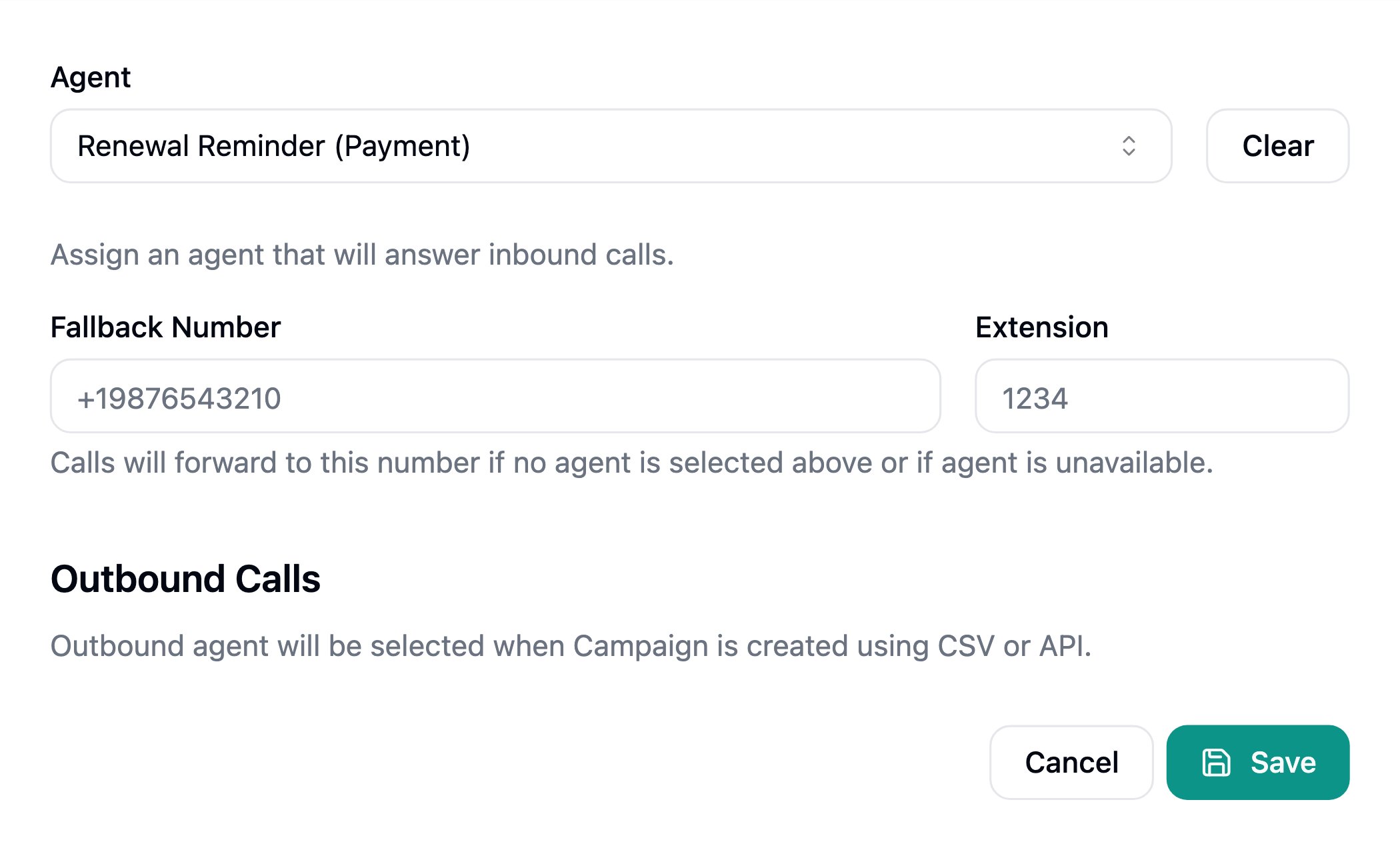 Configuring a phone number