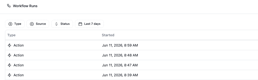 Workflow Runs filters