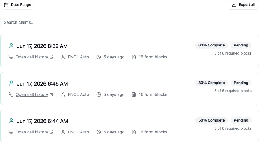 Claims list