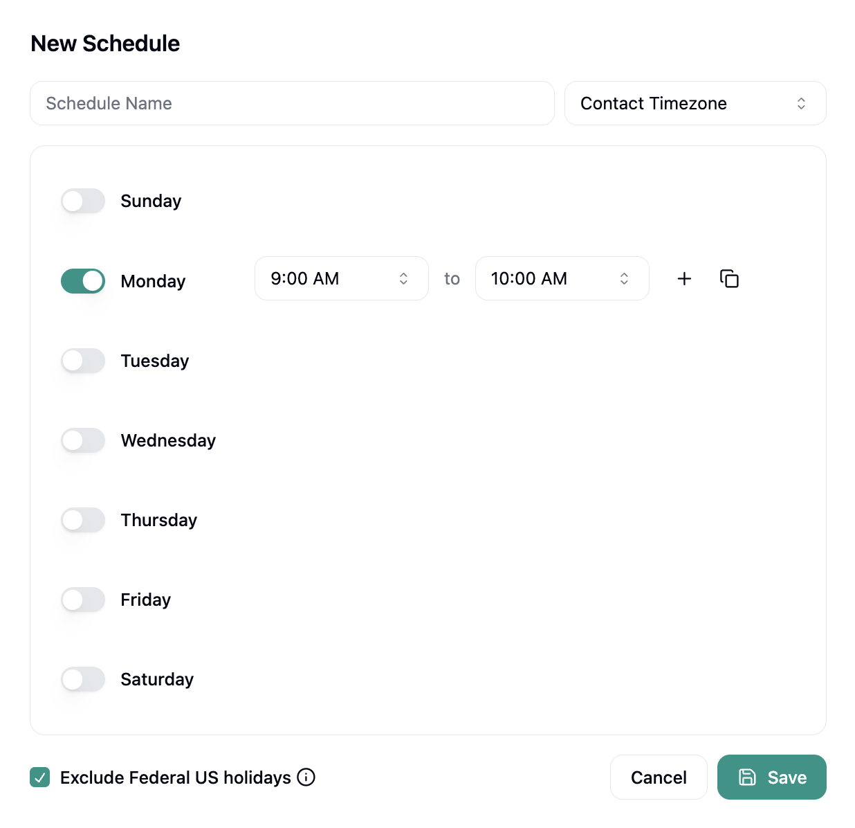 Creating a Schedule