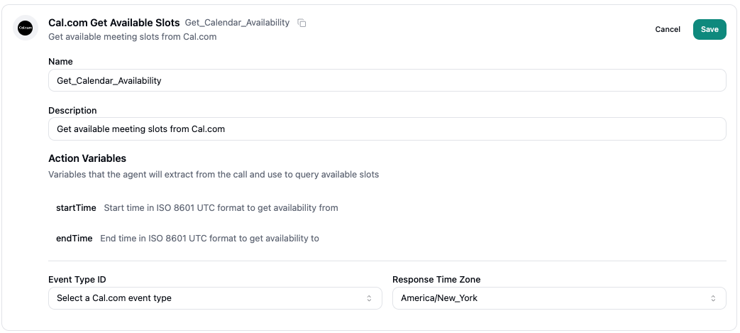 Cal.com Get Available Slots Configuration