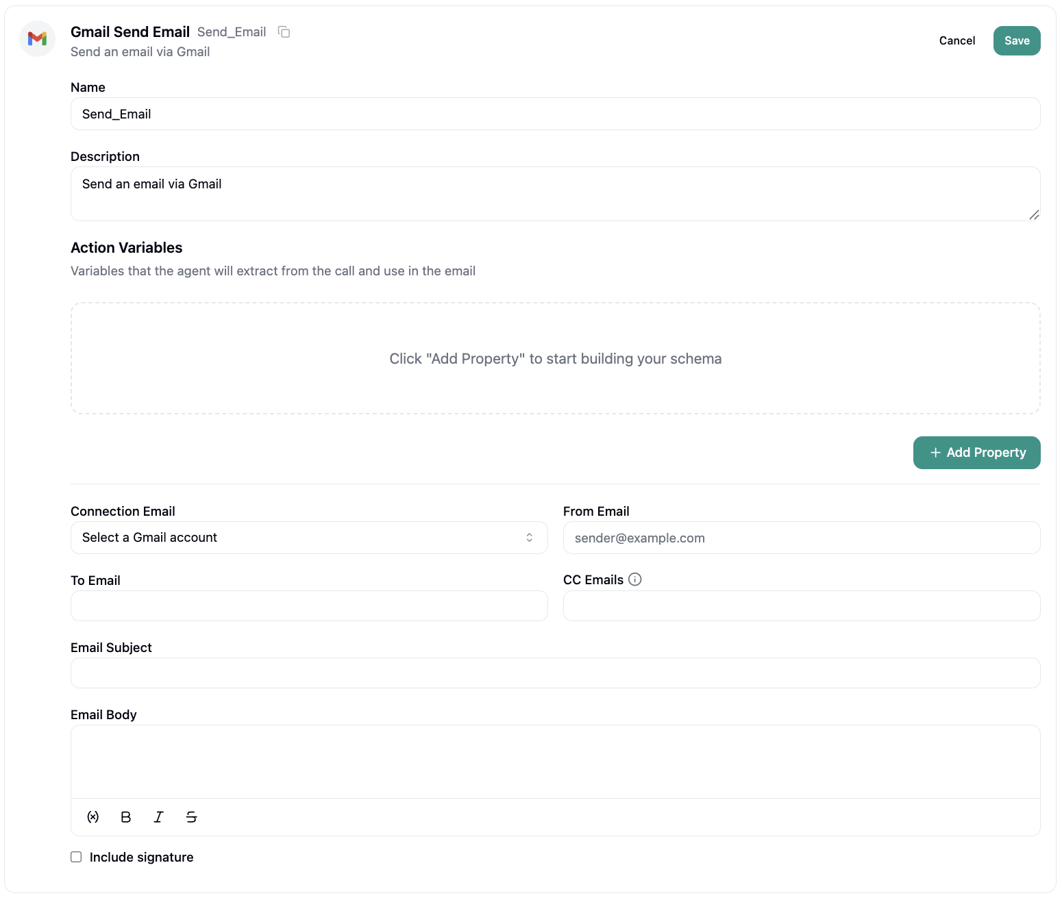 Gmail Send Email Configuration