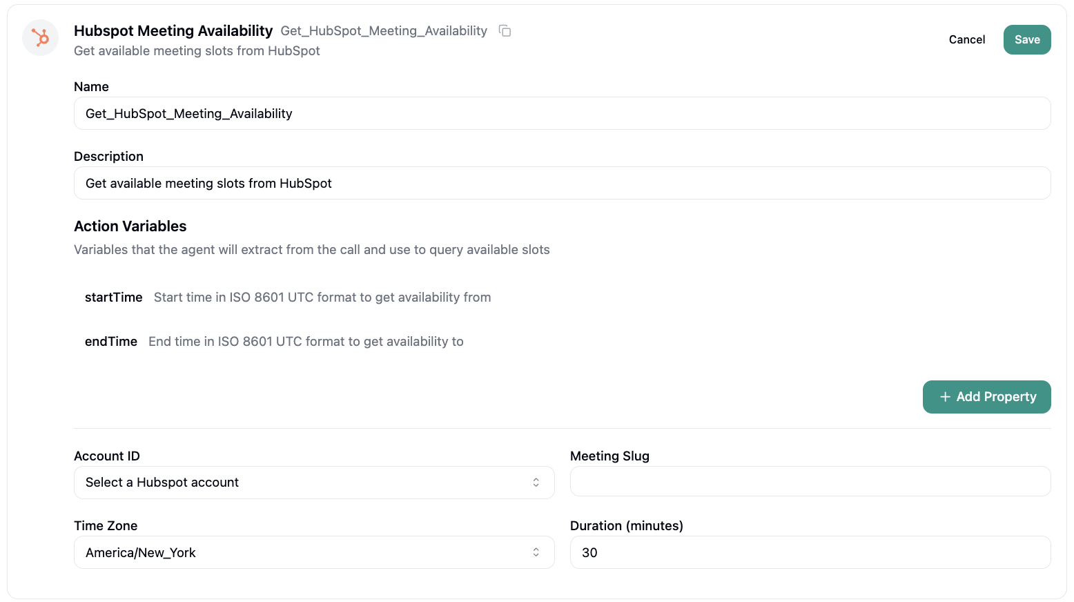 HubSpot Get Meeting Availability Configuration
