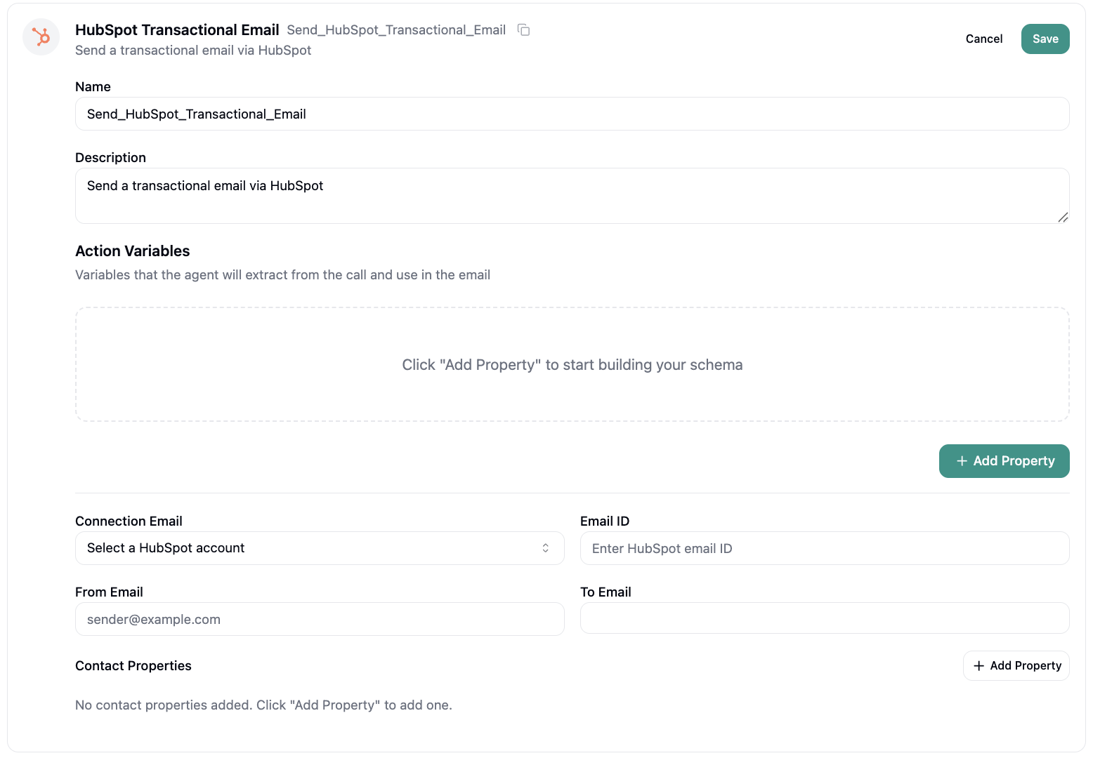 HubSpot Send Transactional Email Configuration