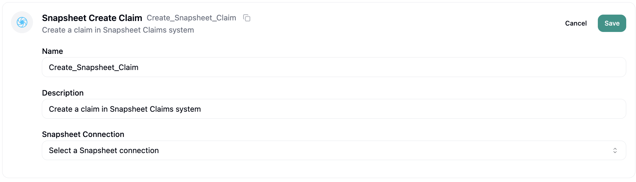 Snapsheet Create Claim Configuration