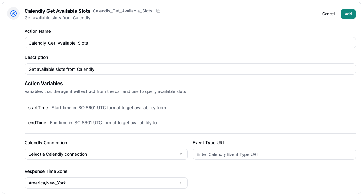 Calendly Get Available Slots Configuration