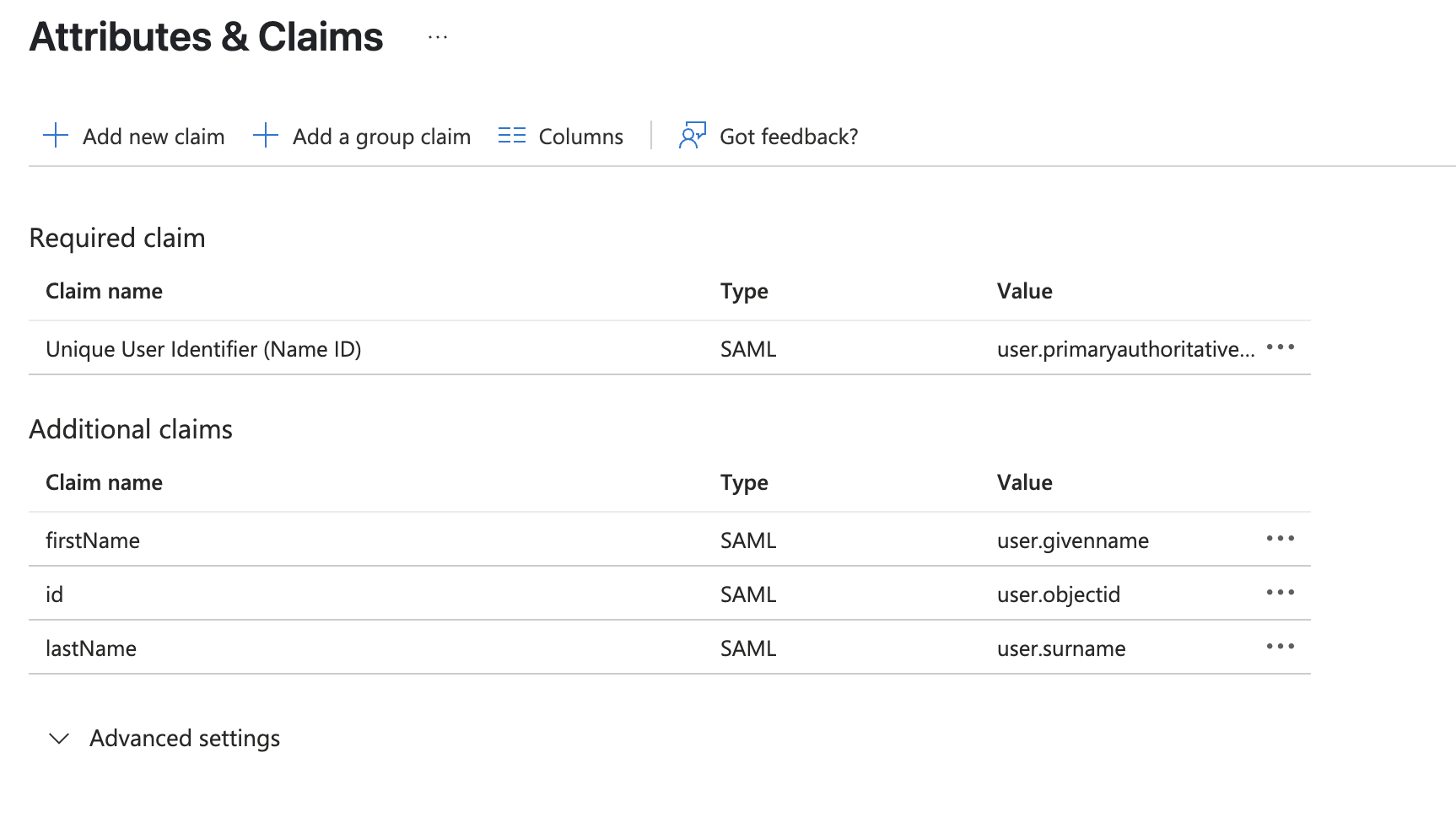 Additional Claims Configuration