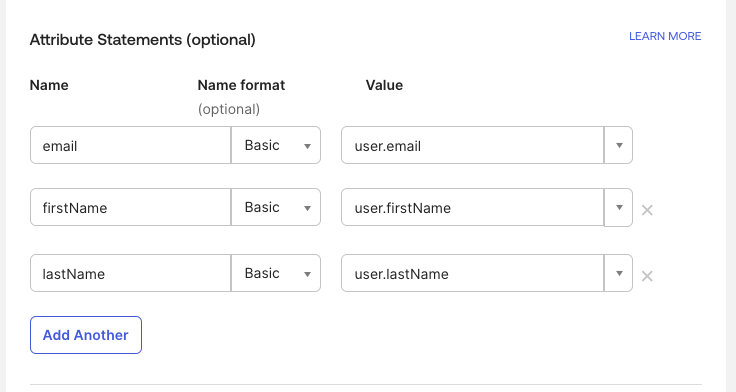 Attribute Statements Configuration