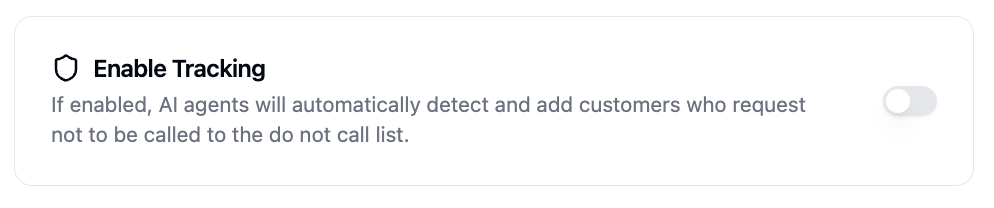 Enable Tracking toggle