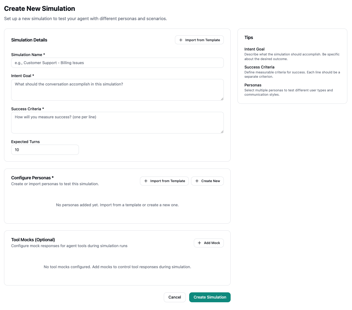 Create New Simulation