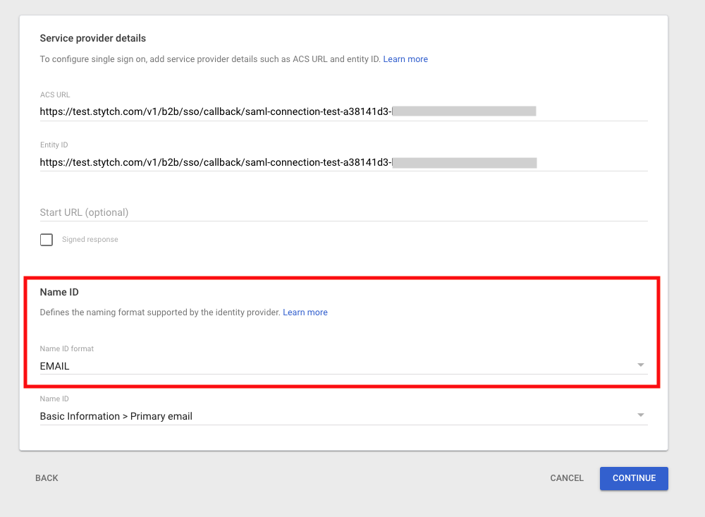 Google Service Provider Details