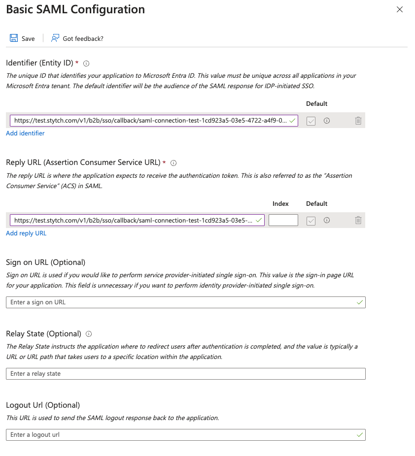 Basic SAML Configuration
