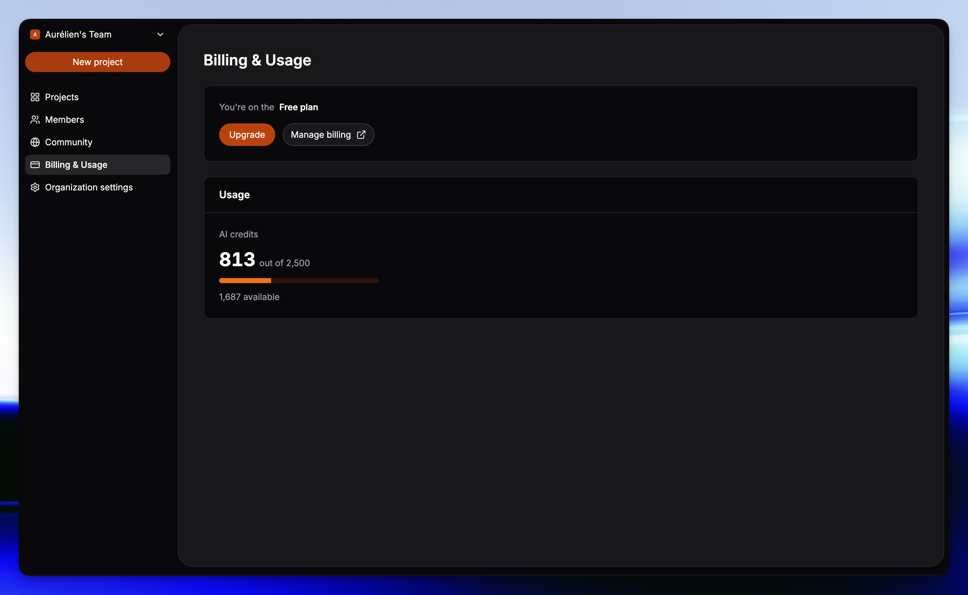 Fimo Organization Billing Page