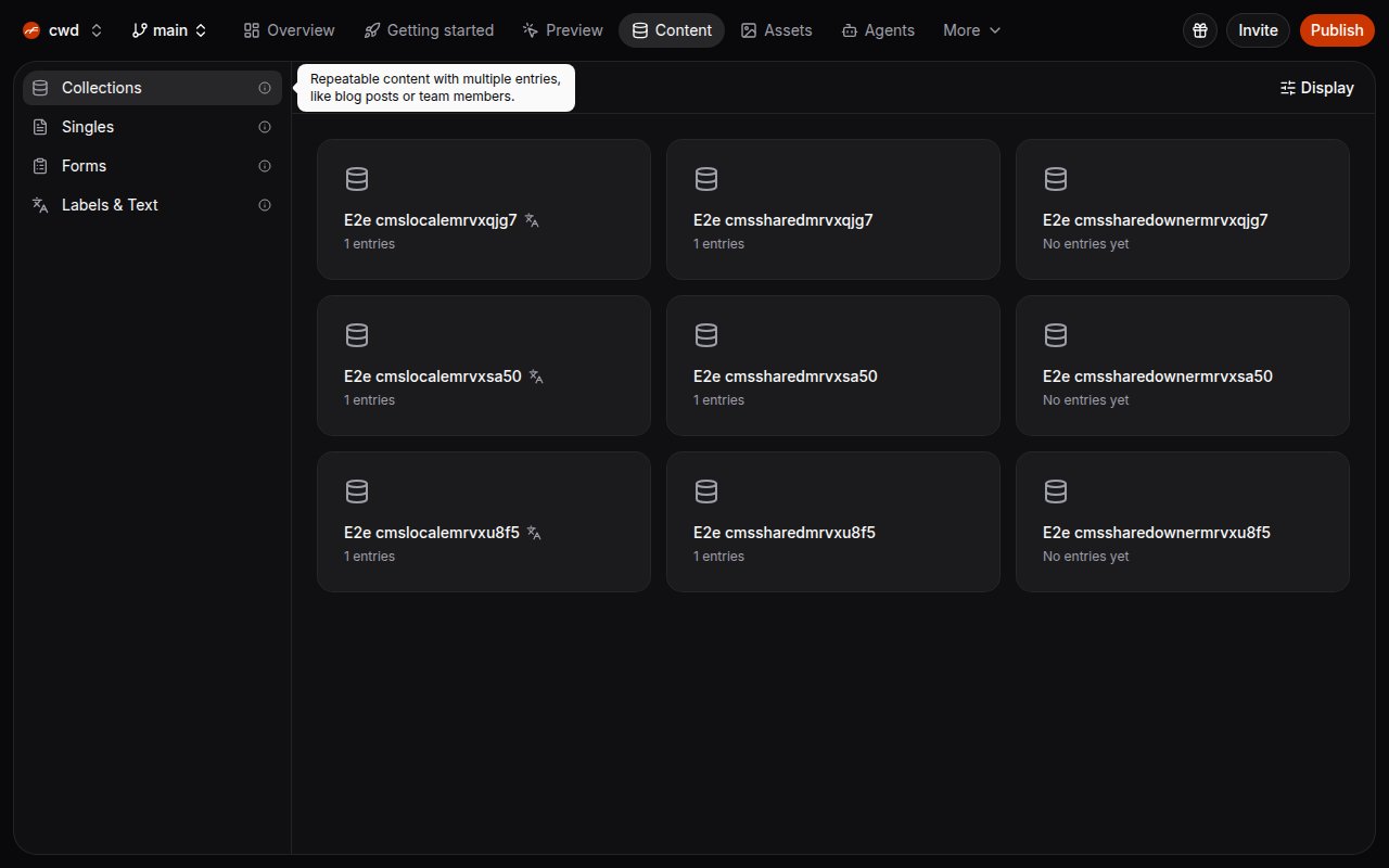 Collections overview with Collections first in the CMS sidebar