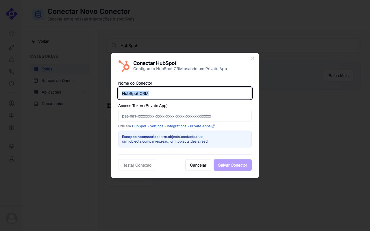 Modal de configuração do conector HubSpot