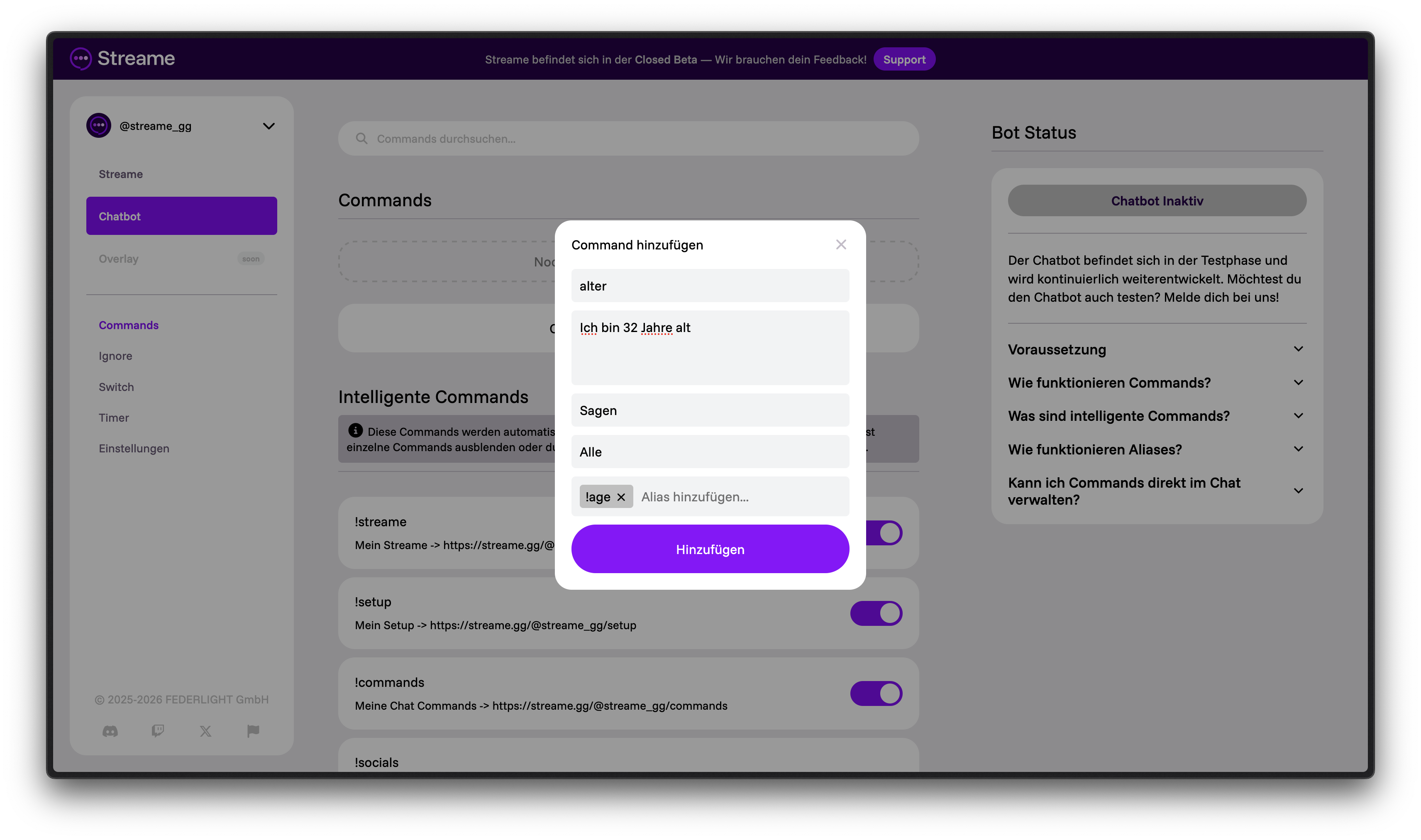 Command mit Alias Beispiel