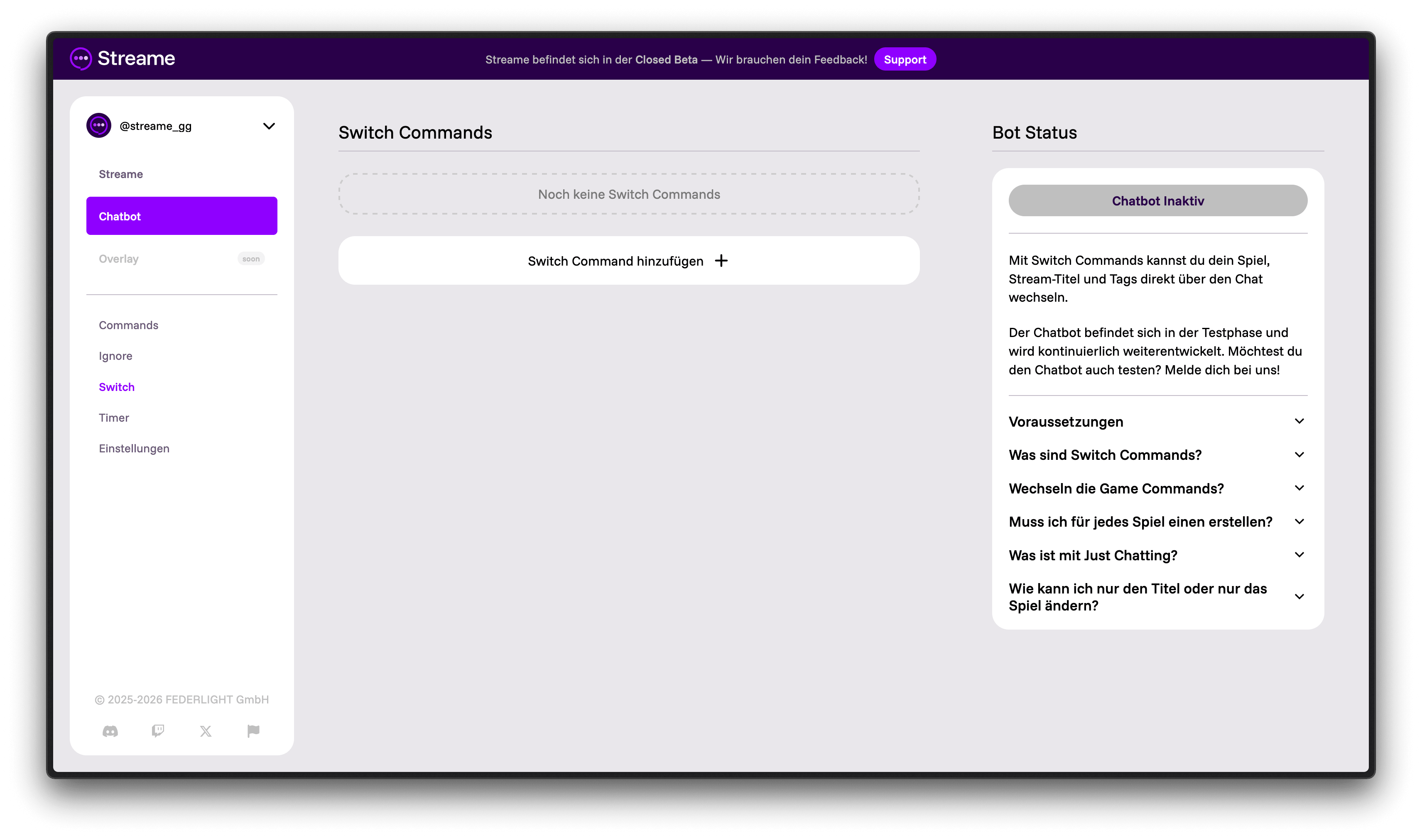 Switch Commands Übersicht
