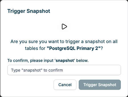 Snapshot confirmation dialog