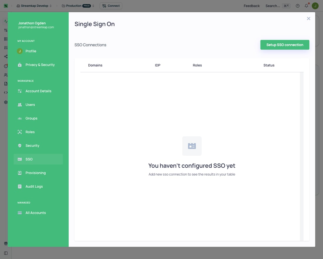 Setting Up Ramp Sso Setup SSO - Streamkap Docs