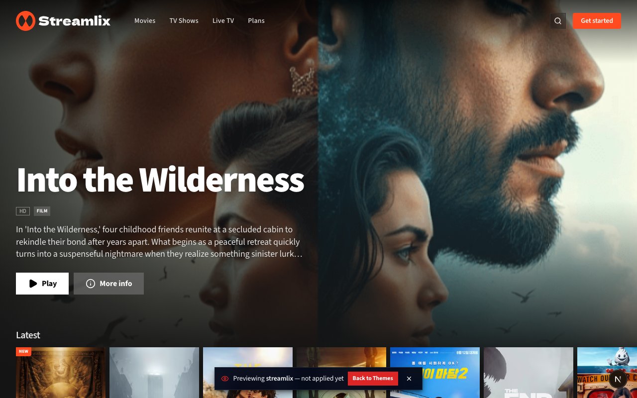 Streamlix storefront theme preview