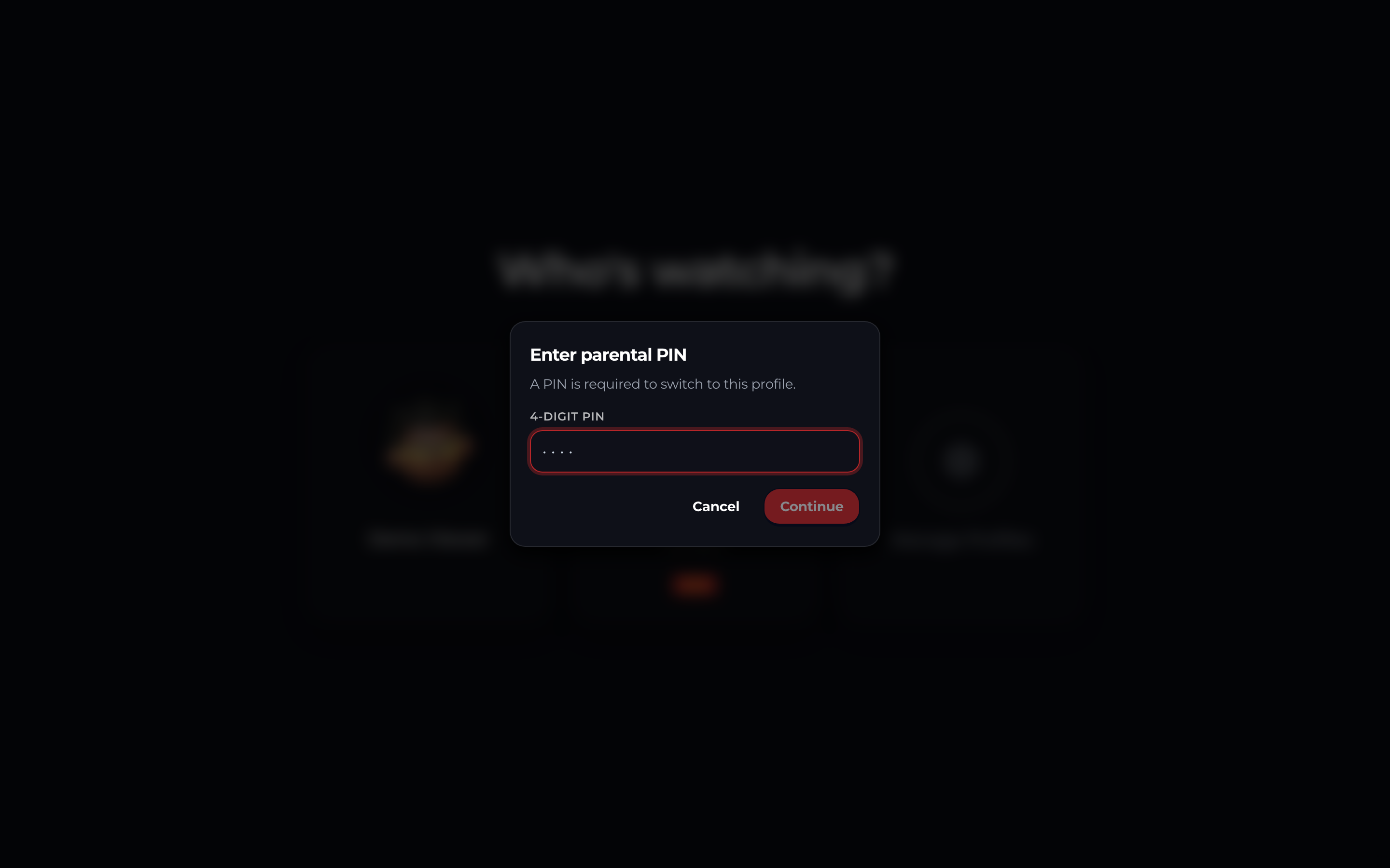 Streamly Who’s Watching profile picker on the viewer storefront.