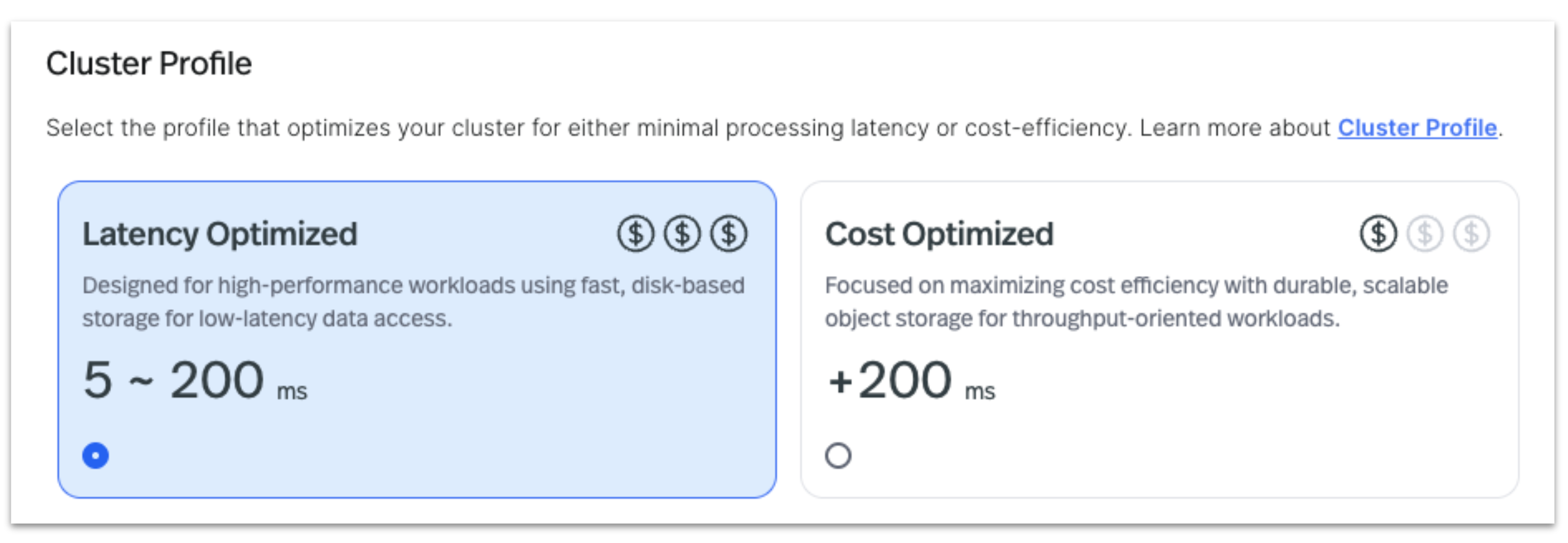 image of Latency Optimized Cluster Profile