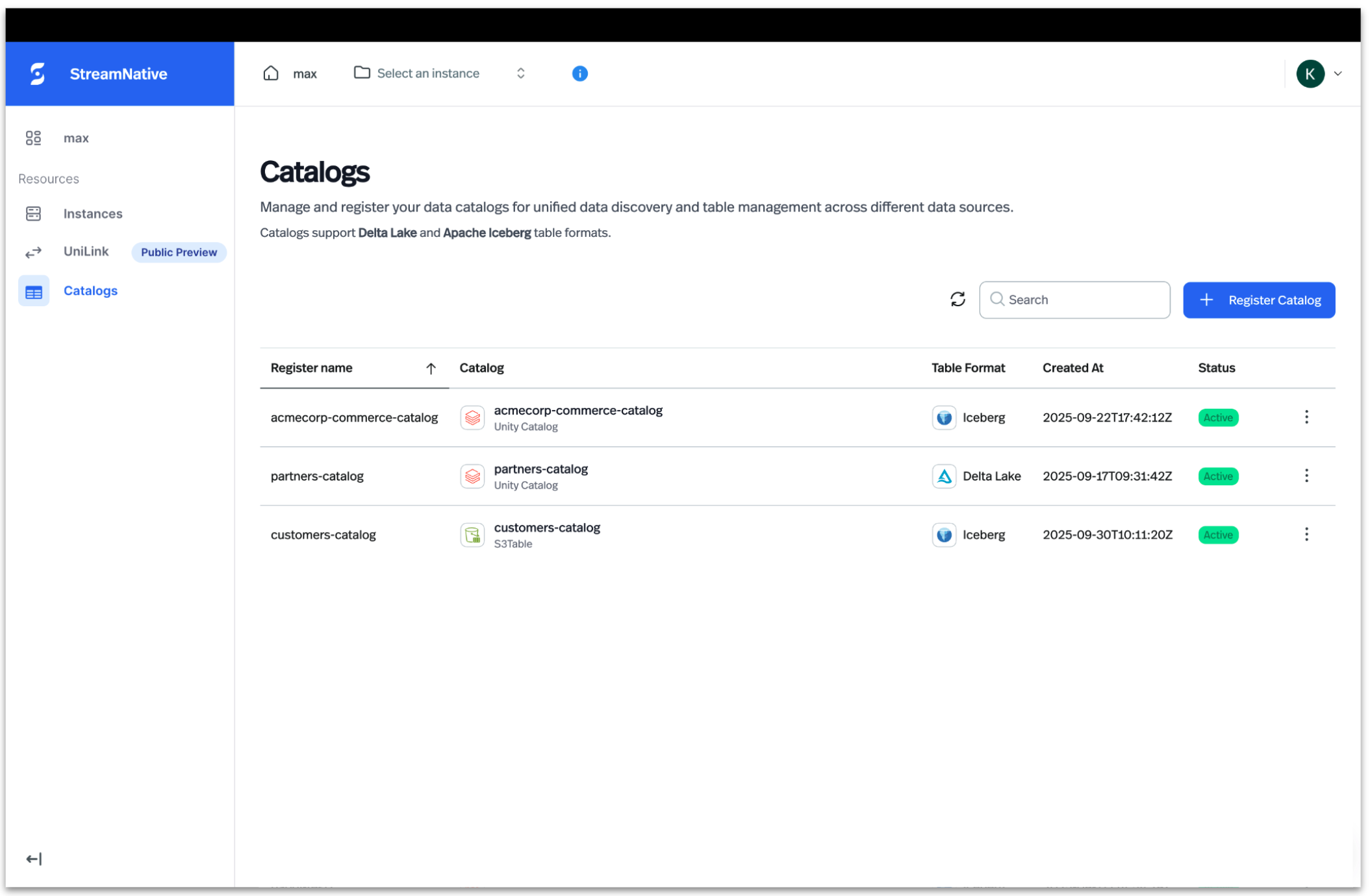 Manage StreamNative Catalogs - StreamNative Documentation