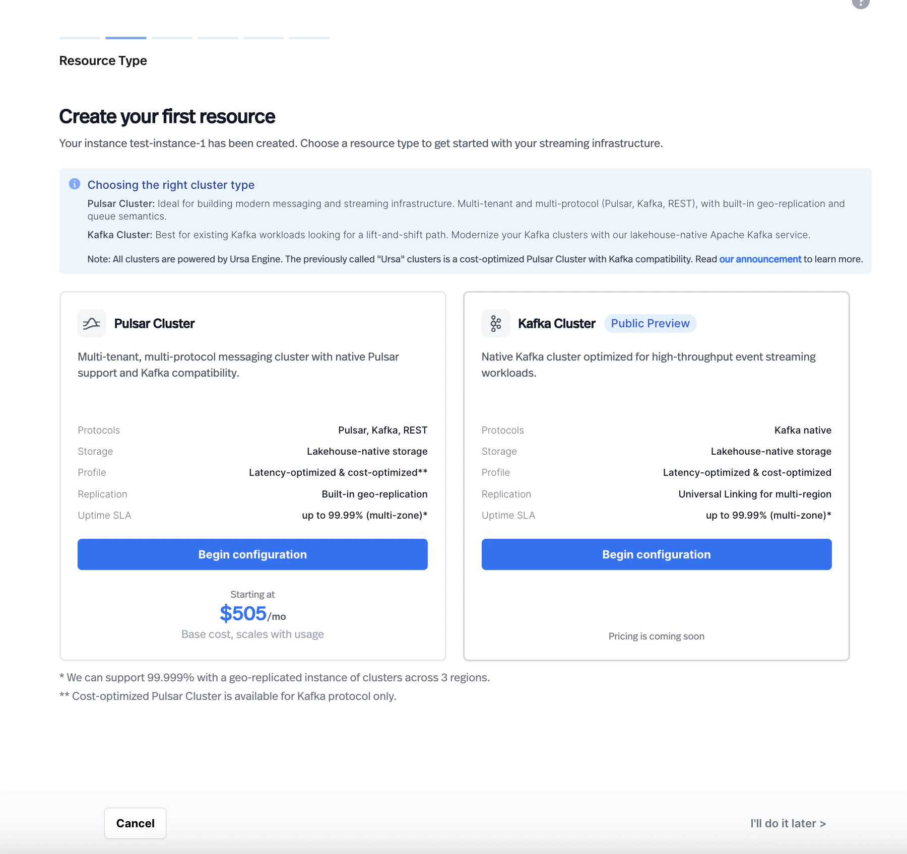 Resource Type Selection