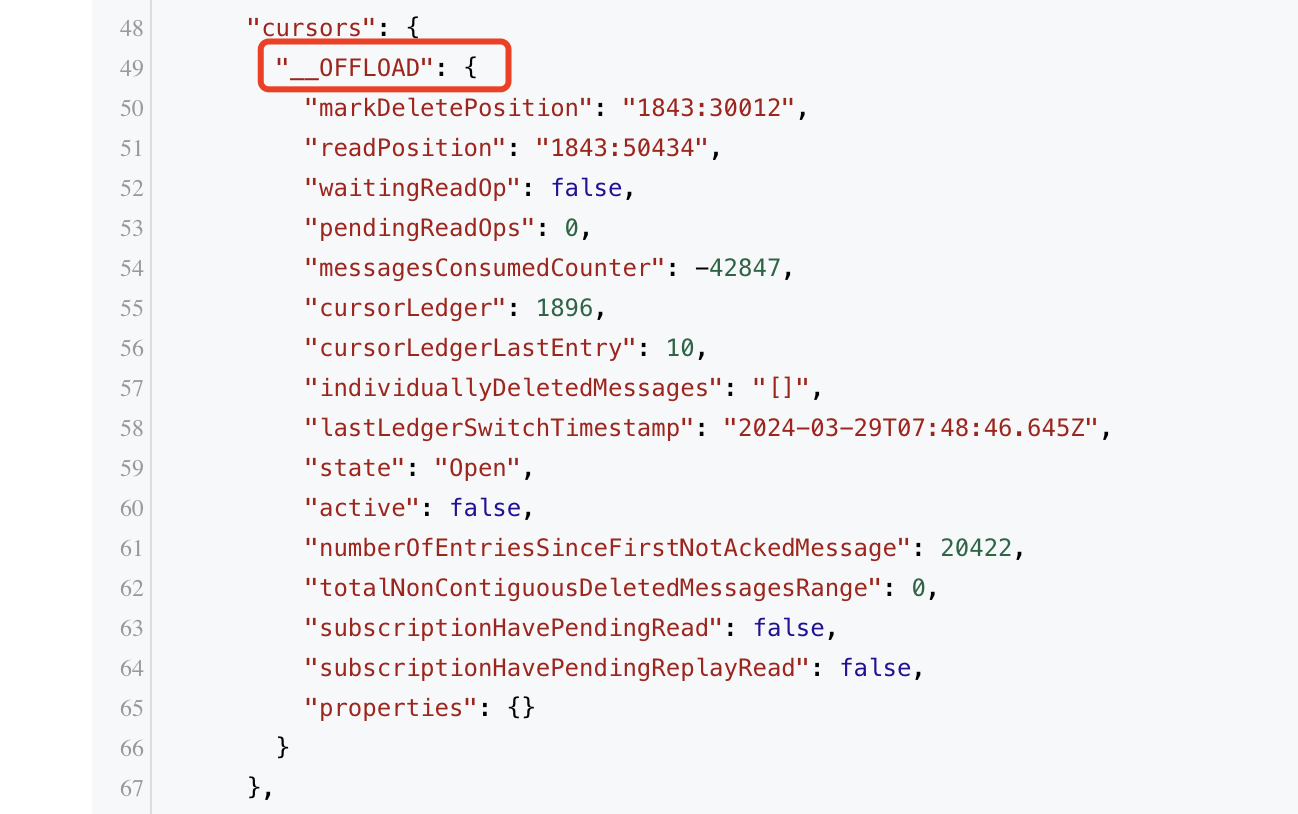 Offload cursor