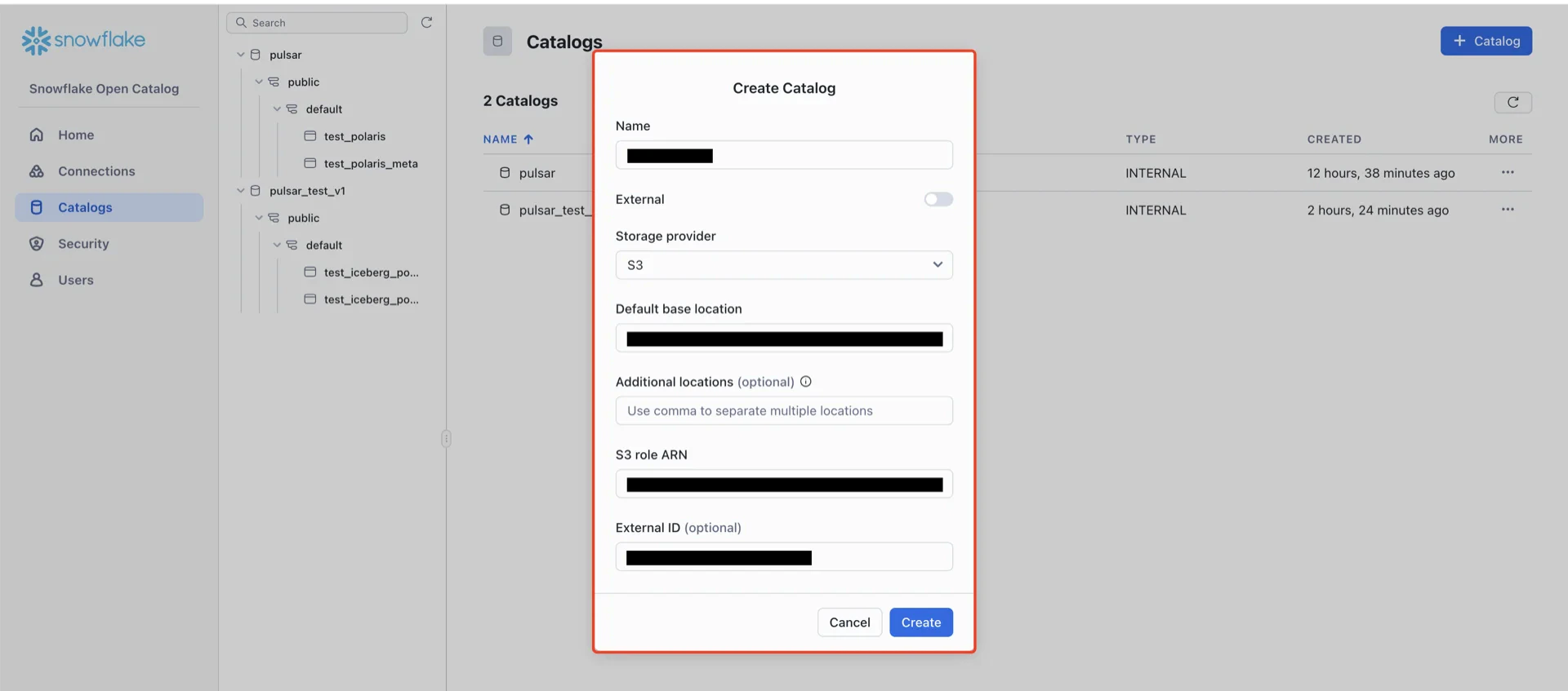 Catalog configuration