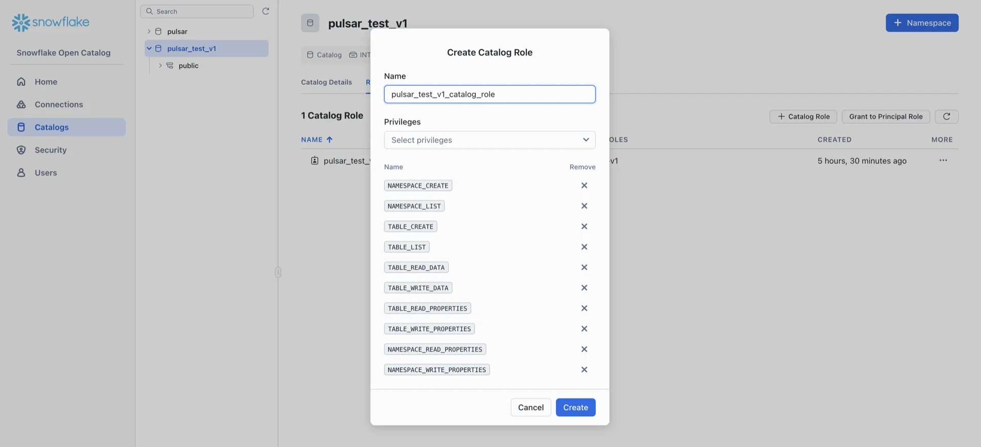 Create catalog role